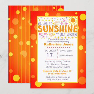 Cute You Are My Sunshine Baby Shower Invitation