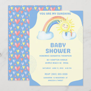 Cute You Are My Sunshine Boys Baby Shower   Invitation