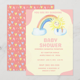 Cute You Are My Sunshine Girls Baby Shower     Invitation