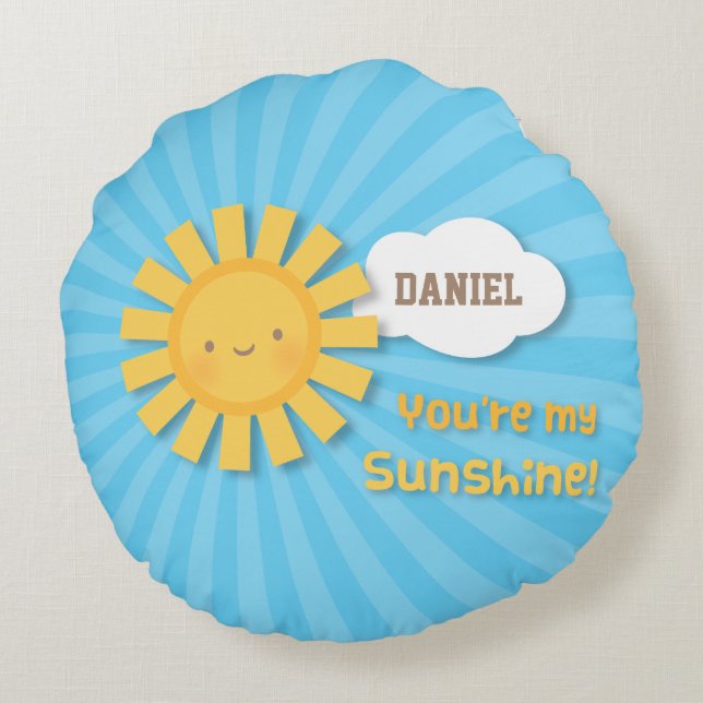 Cute You are my Sunshine Personalised Room Decor Round Cushion (Back)