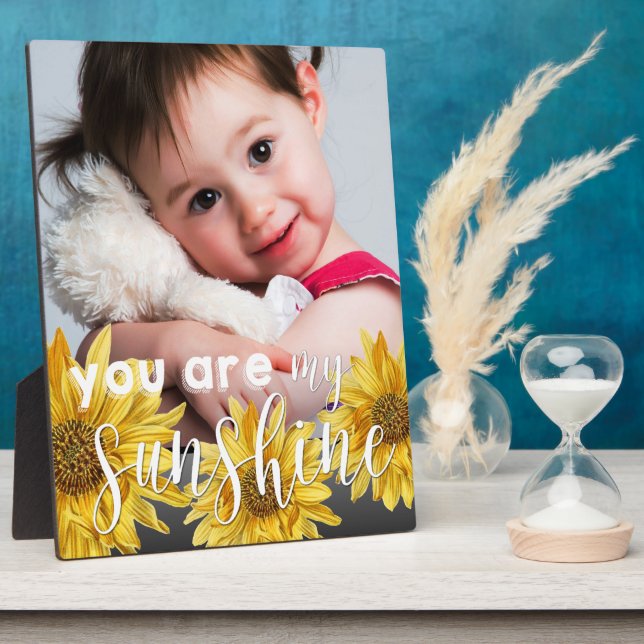 Cute You Are My Sunshine Yellow Sunflower Photo Plaque (Side)