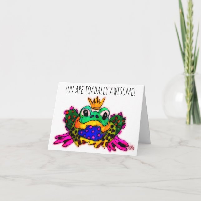 Cute You Are Toadally Awesome Frog Greeting Card (Front)