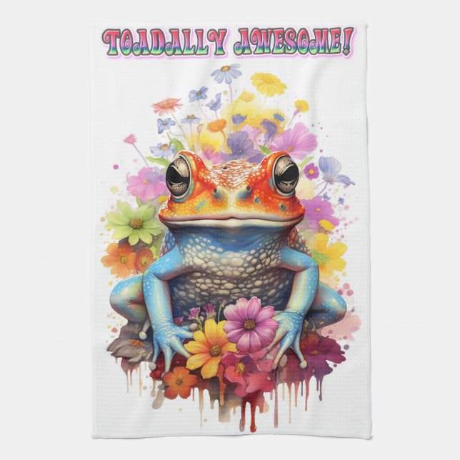 Cute You are Toadally Awesome Toad  Kitchen Towel (Vertical)