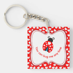 Cute 'You can bug me any time' and 'I Love You' Key Ring