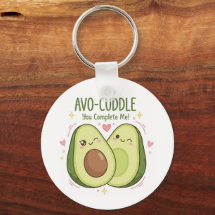 Cute You Complete Me Kawaii Avocado Couple Key Ring