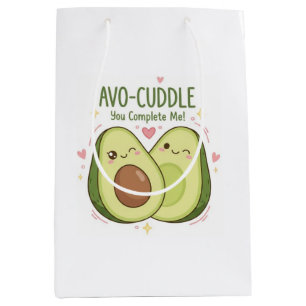 Cute You Complete Me Kawaii Avocado Couple Medium Gift Bag