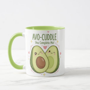 Cute You Complete Me Kawaii Avocado Couple Mug