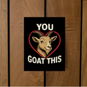 Cute "You Goat This" Motivational Funny Goat & Hea Postcard