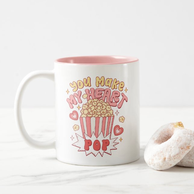 Cute You Make My Heart Pop Valentine's Mug (With Donut)