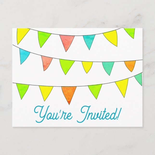 Cute you’re invited happy birthday postcards (Front)