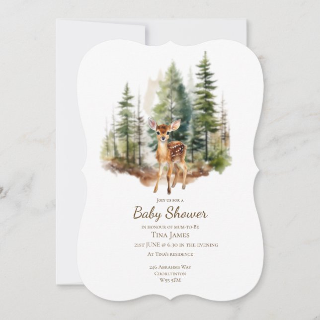 Cute Young Deer Baby Shower Invitation (Front)