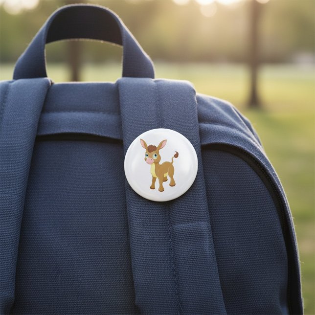 Cute Young Donkey with Big Blue Eyes 7.5 Cm Round Badge (Creator Uploaded)