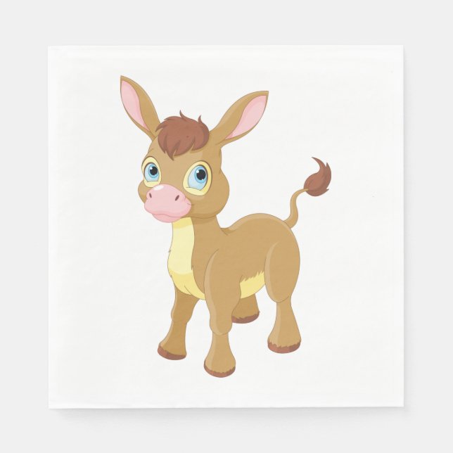 Cute Young Donkey with Big Blue Eyes Napkin (Front)