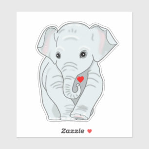 Cute Young Elephant with Heart