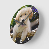 Cute Young Golden Retriever Dog Puppy - dial-plate Round Clock (Angle)
