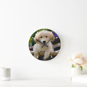 Cute Young Golden Retriever Dog Puppy - dial-plate Round Clock (Home)