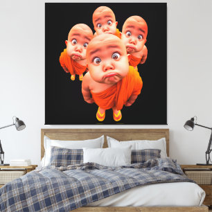 Cute Young Monk Minimalist Orange Robe Canvas Print