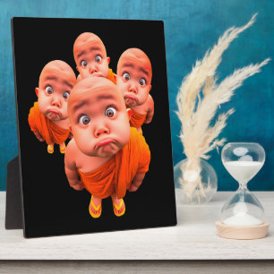 Cute Young Monk Minimalist Orange Robe Plaque