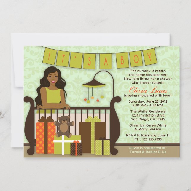 Cute Young Mum in Nursery Baby Shower Invite (Front)