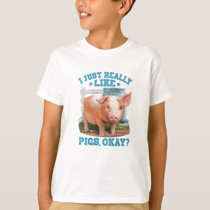 Cute Young Pig Farm Motive T-Shirt