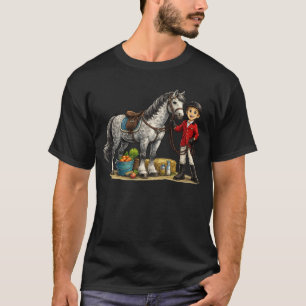 Cute Young Rider With Dapple Grey Horse Art T-Shirt