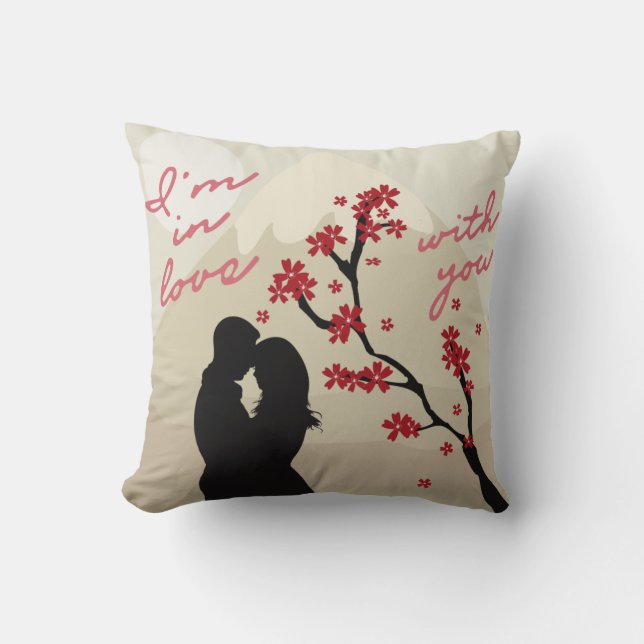 Cute young romantic couple in love, love story cushion (Front)