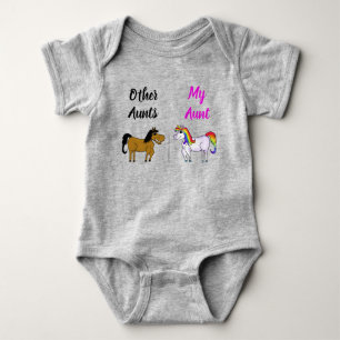 Cute Your Aunt My Aunt Horse Unicorn Funny Newborn Baby Bodysuit