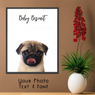 Cute Your Dog Pet Pug Portrait Your Colour Font Poster