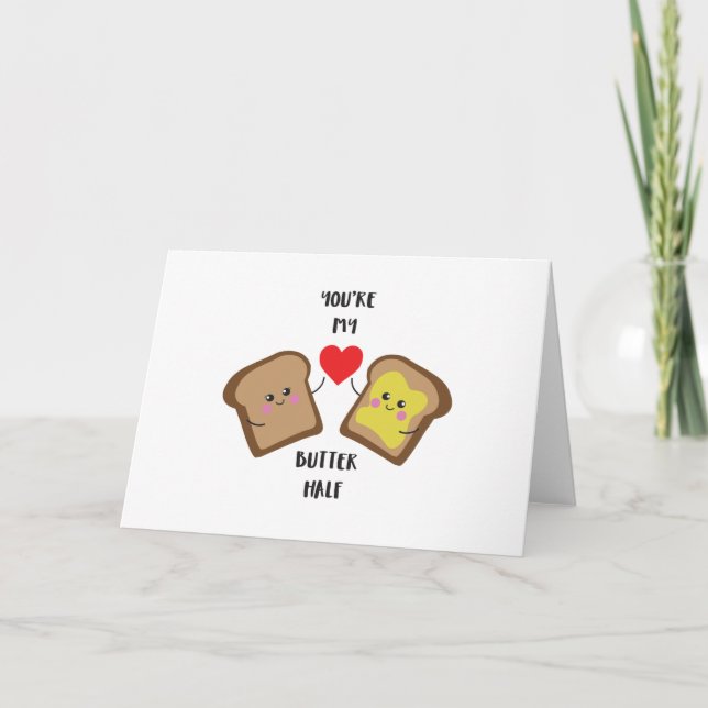 Cute 'You're my butter half' greeting card (Front)