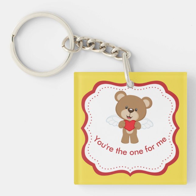 Cute 'You're the one for me' and 'I Love You' Key Ring (Front)