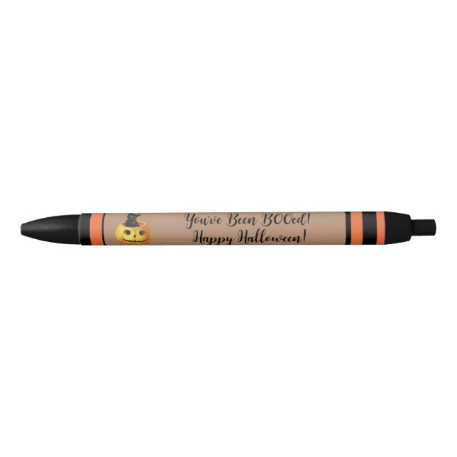Cute You've Been BOOed Halloween Orange Pumpkin Black Ink Pen (Front)