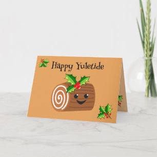 Cute Yule Log Yuletide Card