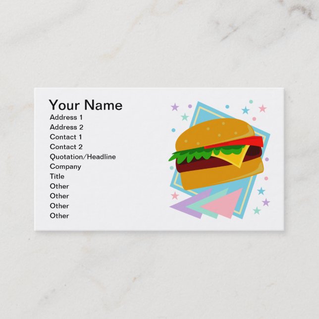 Cute Yummy Burger Business Card (Front)
