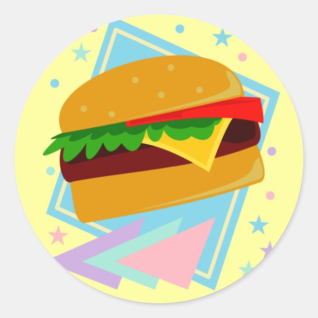 Cute Yummy Burger Classic Round Sticker (Front)