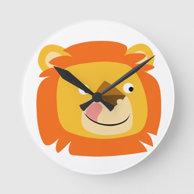 Cute Yummy Cartoon Lion Round Clock (Front)