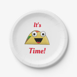 Cute Yummy Taco Time Fiesta Paper Plate