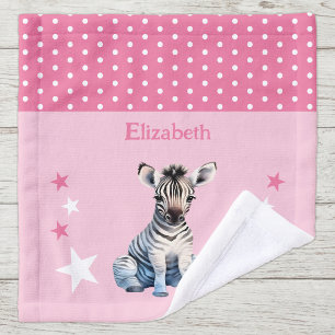 Cute zebra add name polka dots stars pink wash cloth