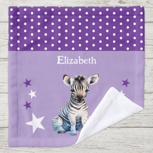 Cute zebra add name polka dots stars purple wash cloth