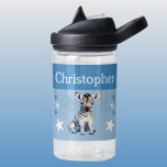 Cute zebra add name with stars kids blue water bottle<br><div class="desc">CamelBak Eddy® water bottle for kids.
Personalise with a name.
This water bottle features a cute zebra with stars in the colours blue and white.</div>
