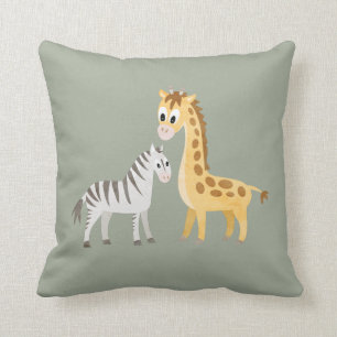 Cute Zebra and Giraffe Safari Baby Cushion