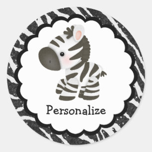 Cute Zebra and Glitter Animal Print Stickers