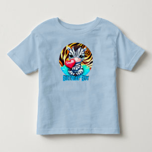 Cute Zebra Birthday Boy Toddler T-Shirt