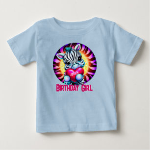 Cute Zebra Birthday Girl Baby T-Shirt