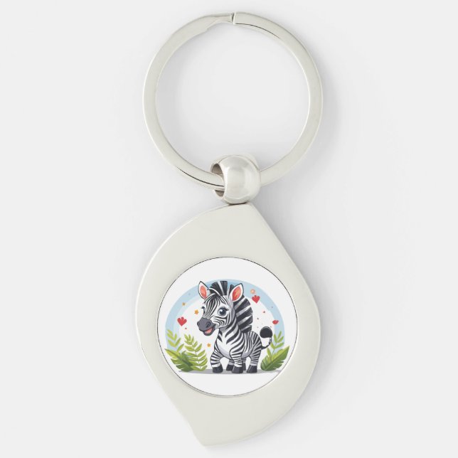 Cute zebra cartoon key ring (Front)