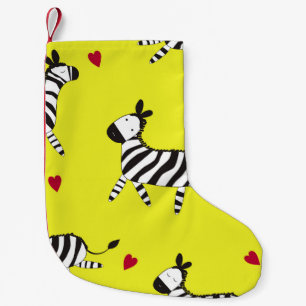 Cute Zebra cartoon seamless pattern background ill Small Christmas Stocking