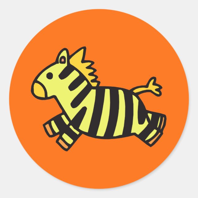 Cute Zebra Classic Round Sticker (Front)