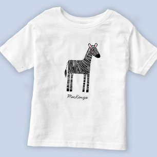 Cute Zebra Custom Name Toddler T-Shirt