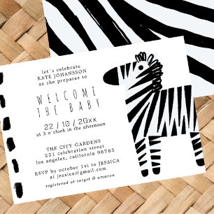 Cute Zebra Dusty Blue Boy Baby Shower Invitation