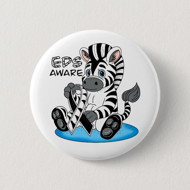  Cute Zebra EDS Awareness Ribbon 6 Cm Round Badge (Front)