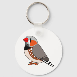 Cute zebra finch cartoon drawing key ring